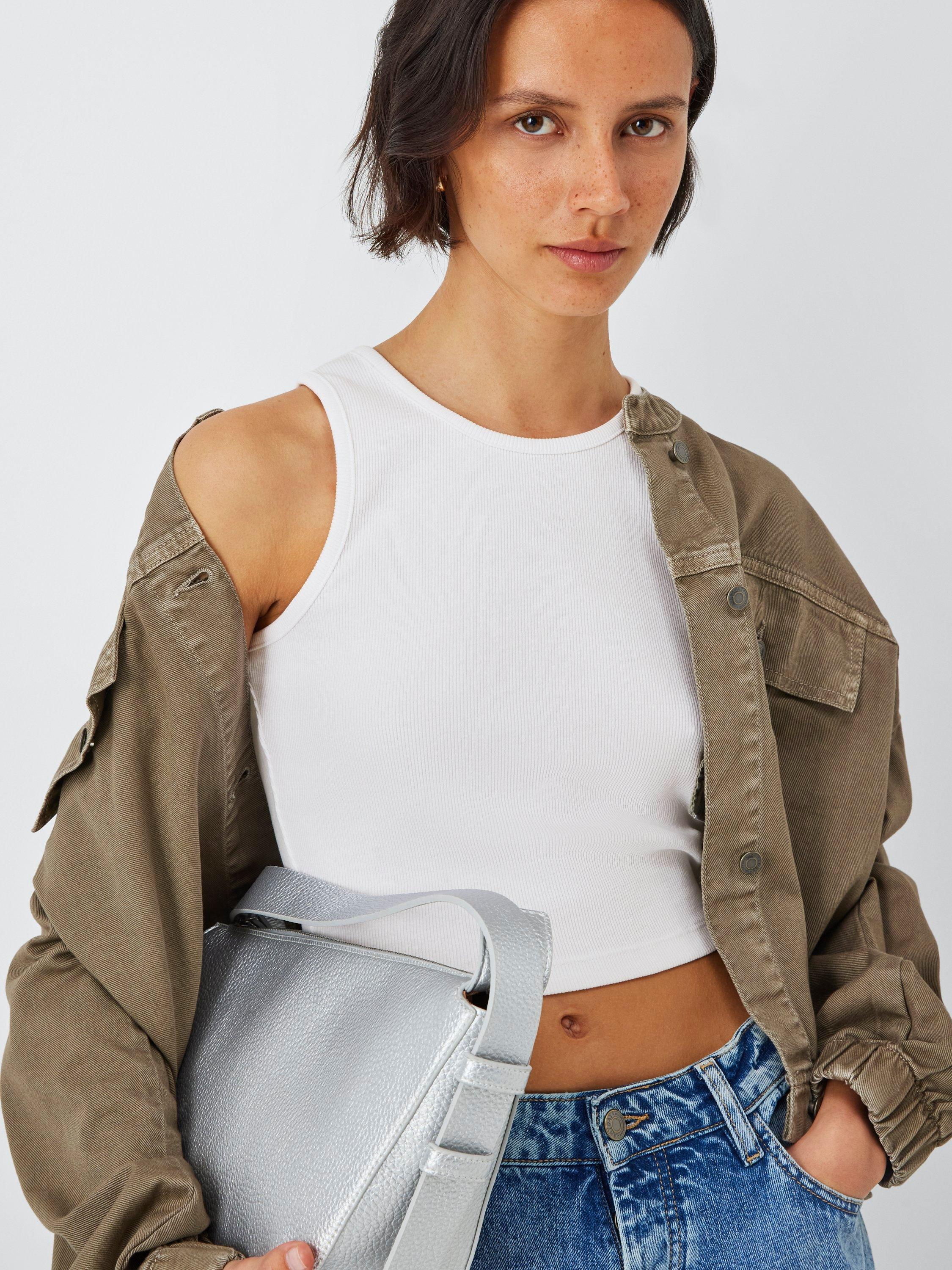 Product image 5 of 6, which shows John Lewis ANYDAY Racerback Cropped Vest Top, White, XS