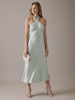 Nobody's Child Novie Halter Neck Midi Bridesmaid Dress, Green