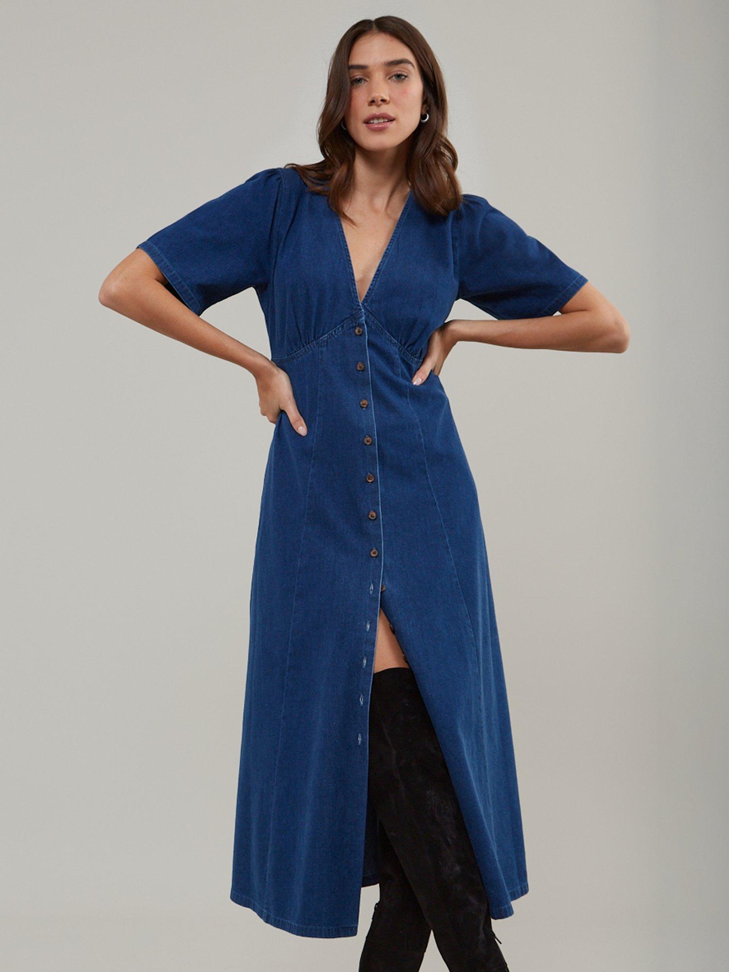 Product image 1 of 4, which shows Nobody's Child Shannon Pure Organic Cotton Denim Dress, Denim Blue, 6