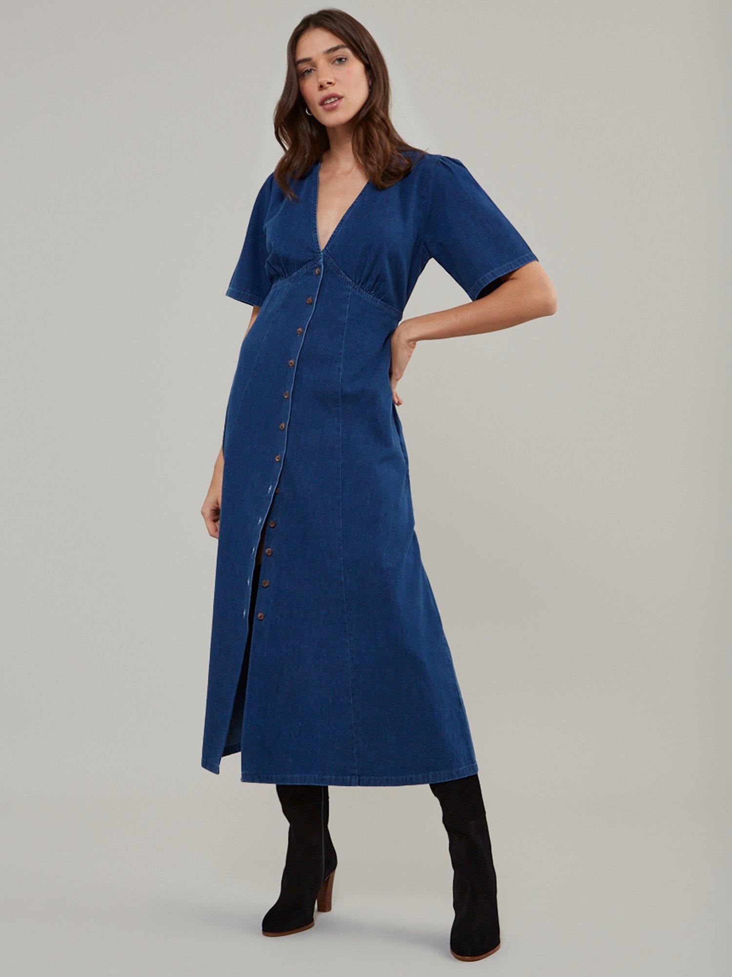 Product image 2 of 4, which shows Nobody's Child Shannon Pure Organic Cotton Denim Dress, Denim Blue, 6