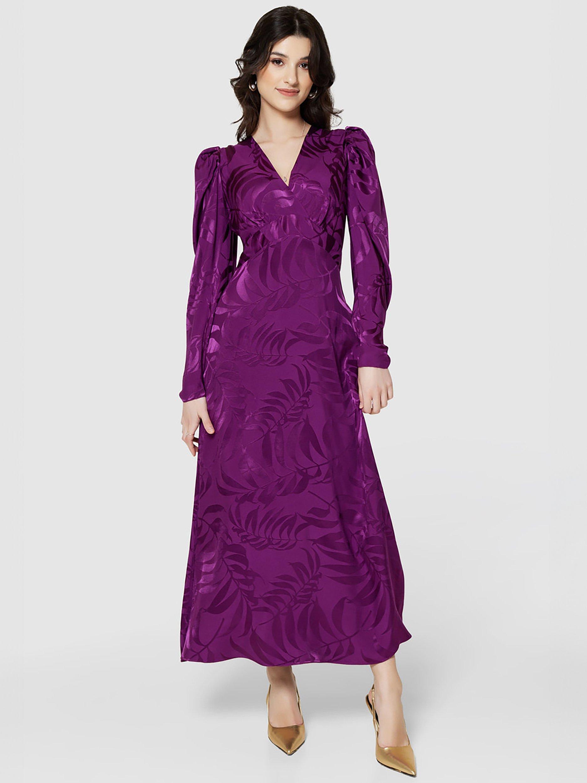 Closet London Leaf Jacquard Wrap Dress, Pink