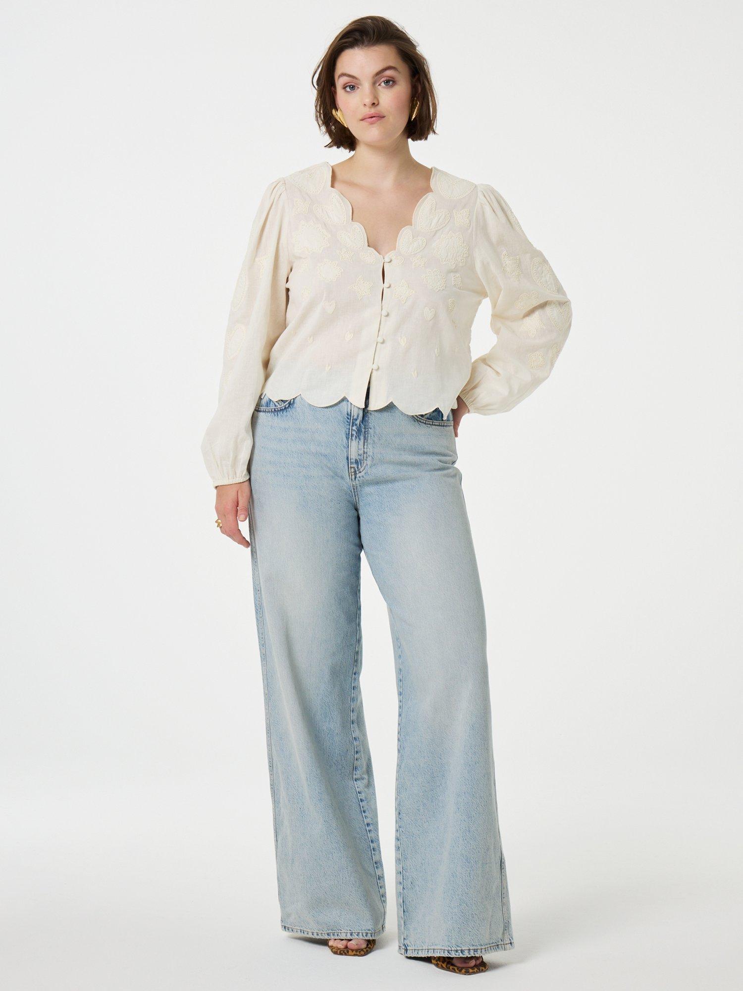 Product image 2 of 3, which shows Fabienne Chapot Rani Scallop Edge Blouse, White, 34