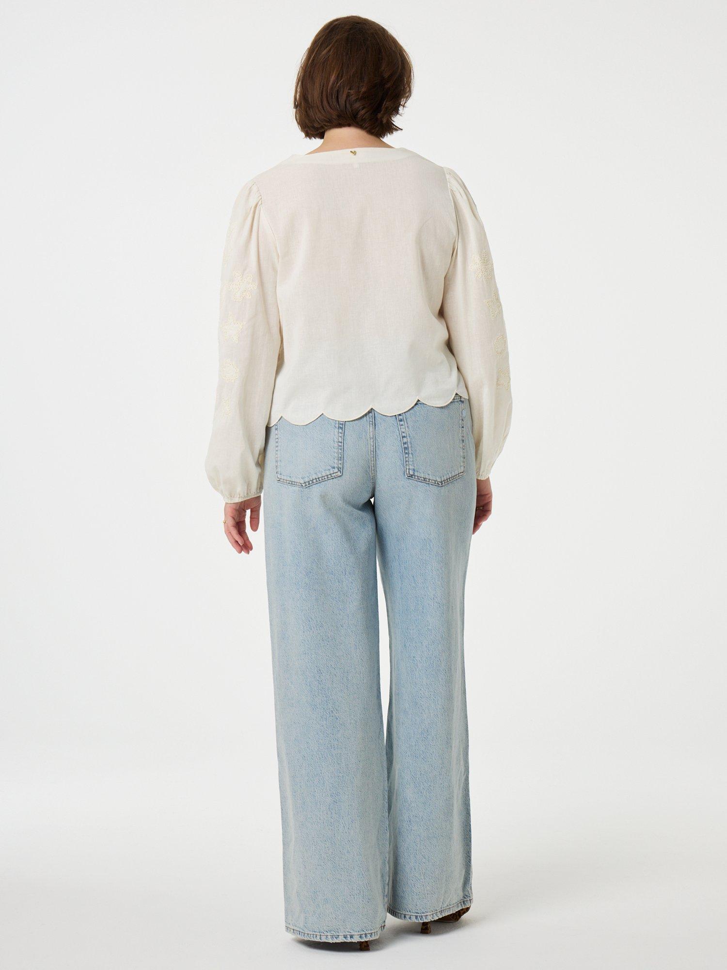 Product image 3 of 3, which shows Fabienne Chapot Rani Scallop Edge Blouse, White, 34