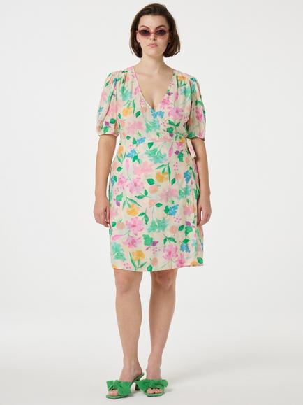 Fabienne Chapot Cleo Short Sleeve Floral Print Wrap Mini Dress, Multi, Multi