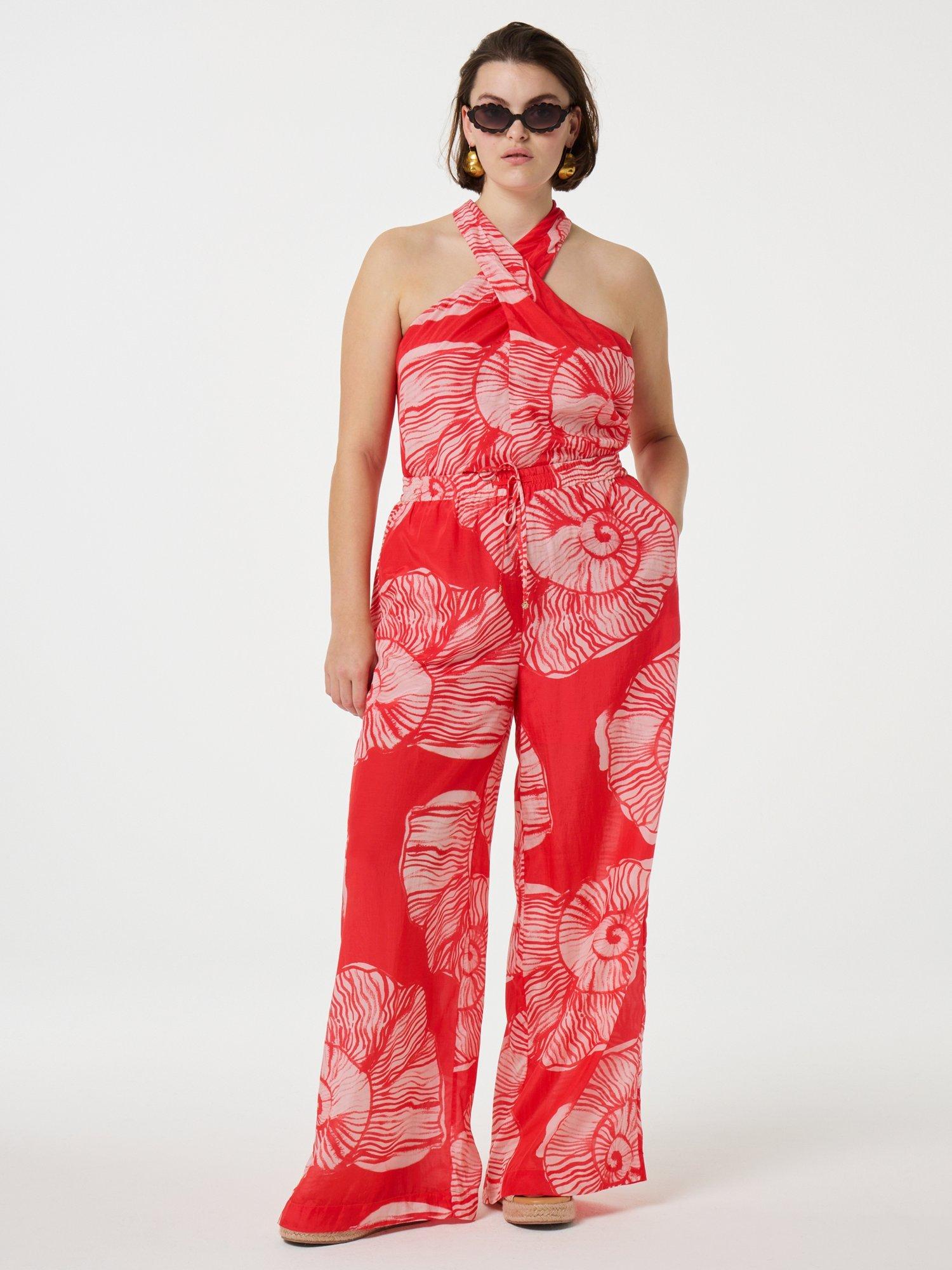Product image 1 of 3, which shows Fabienne Chapot Brent Organic Cotton Blend Floral Trousers, Warm White/Tropical, 34