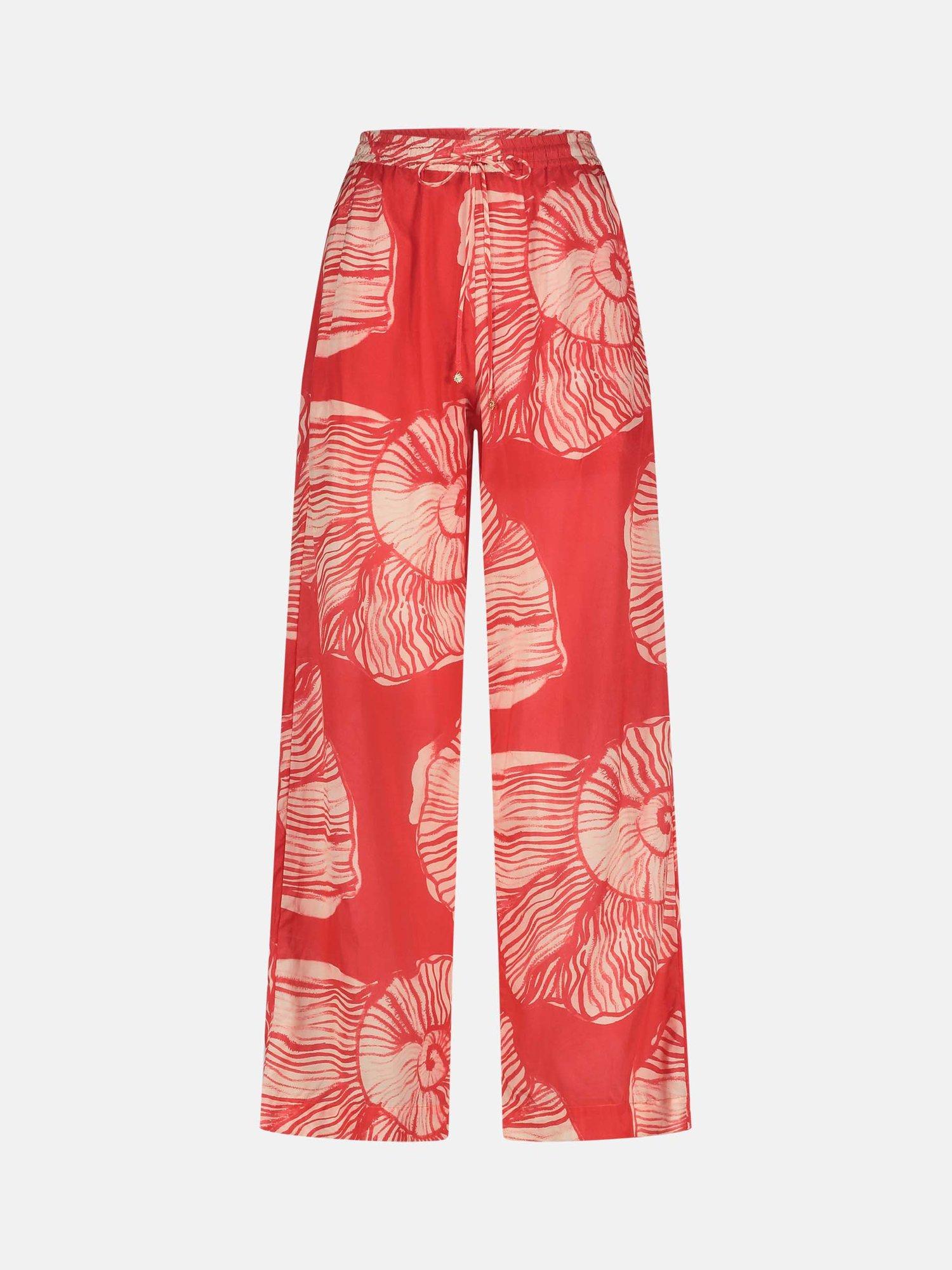 Product image 3 of 3, which shows Fabienne Chapot Brent Organic Cotton Blend Floral Trousers, Warm White/Tropical, 34