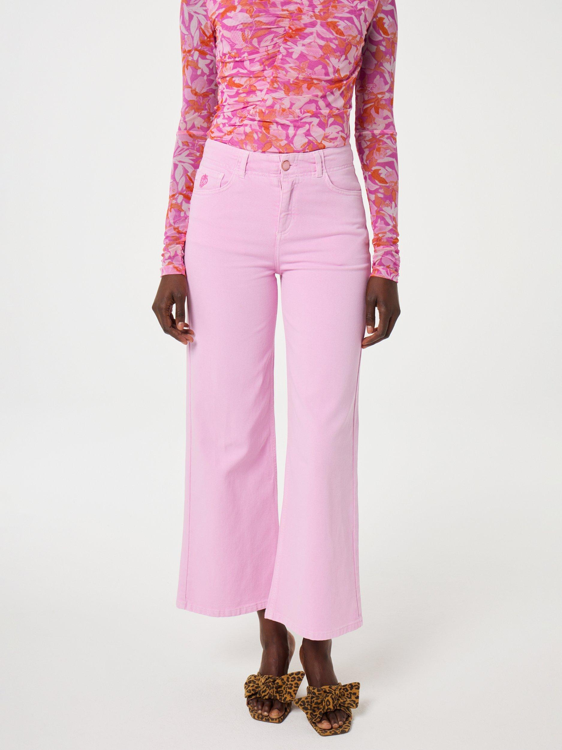 Product image 1 of 4, which shows Fabienne Chapot Hayley Wide Leg Crop Jeans, Pink, 26