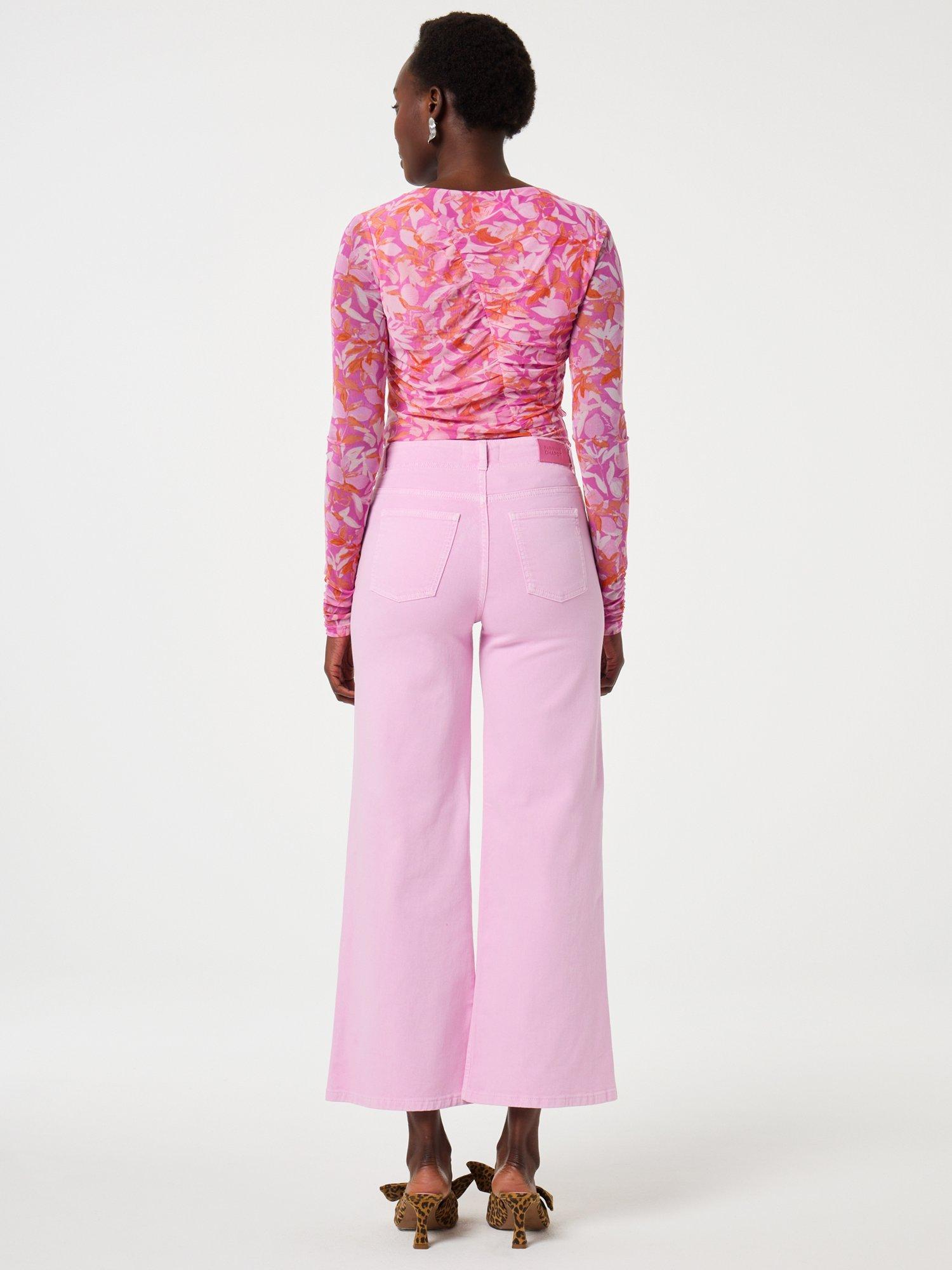 Product image 4 of 4, which shows Fabienne Chapot Hayley Wide Leg Crop Jeans, Pink, 26