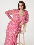 Fabienne Chapot Natty Floral Mesh Midi Dress, Pink/Orange
