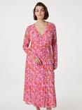 Fabienne Chapot Natty Floral Mesh Midi Dress, Pink/Orange