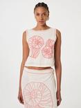 Fabienne Chapot Sansa Sleeveless Embroidered Shell Cotton Blend Top, White/Pink, White/Pink