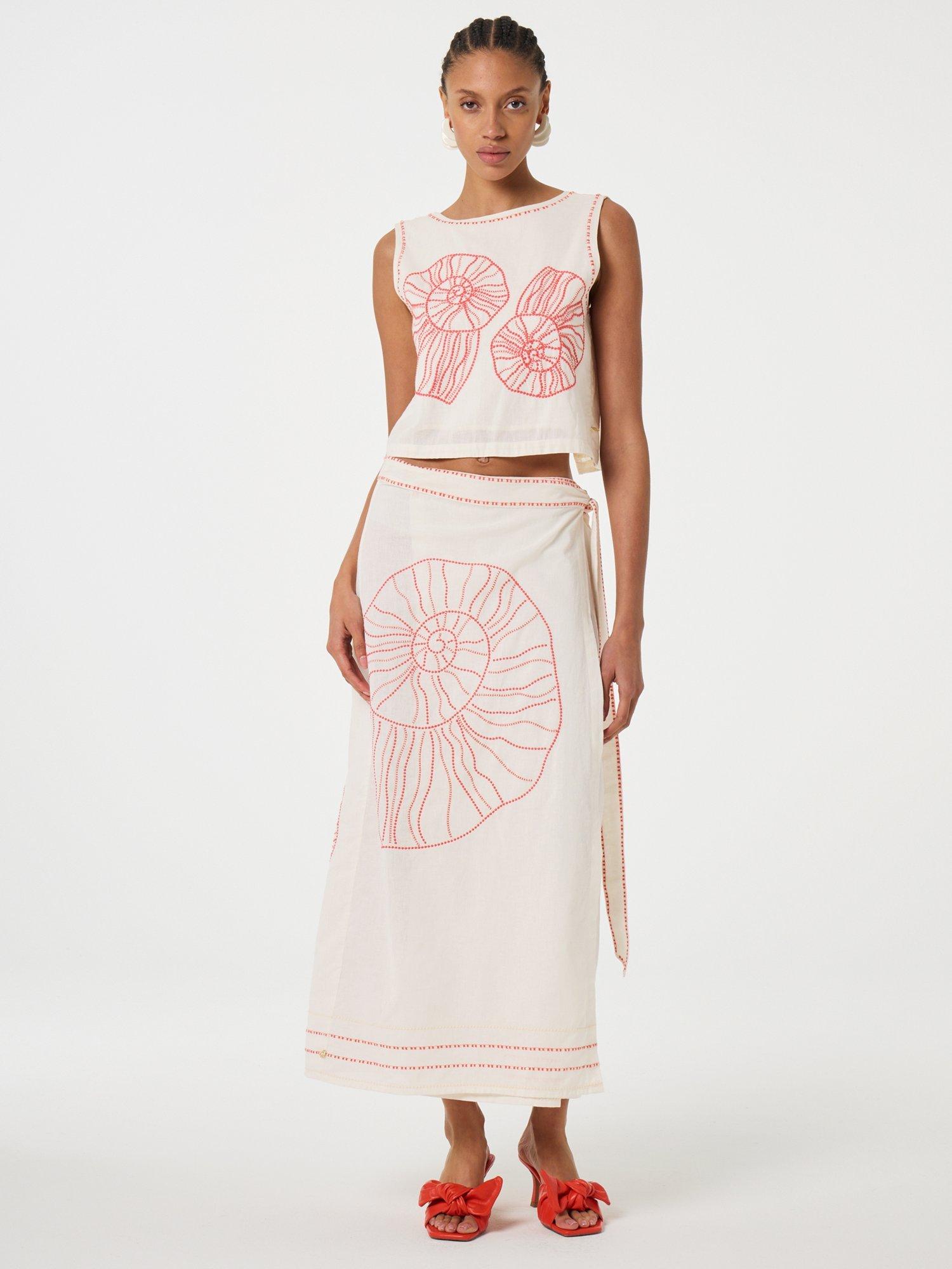 Product image 2 of 3, which shows Fabienne Chapot Sansa Sleeveless Embroidered Shell Cotton Blend Top, White/Pink, 42