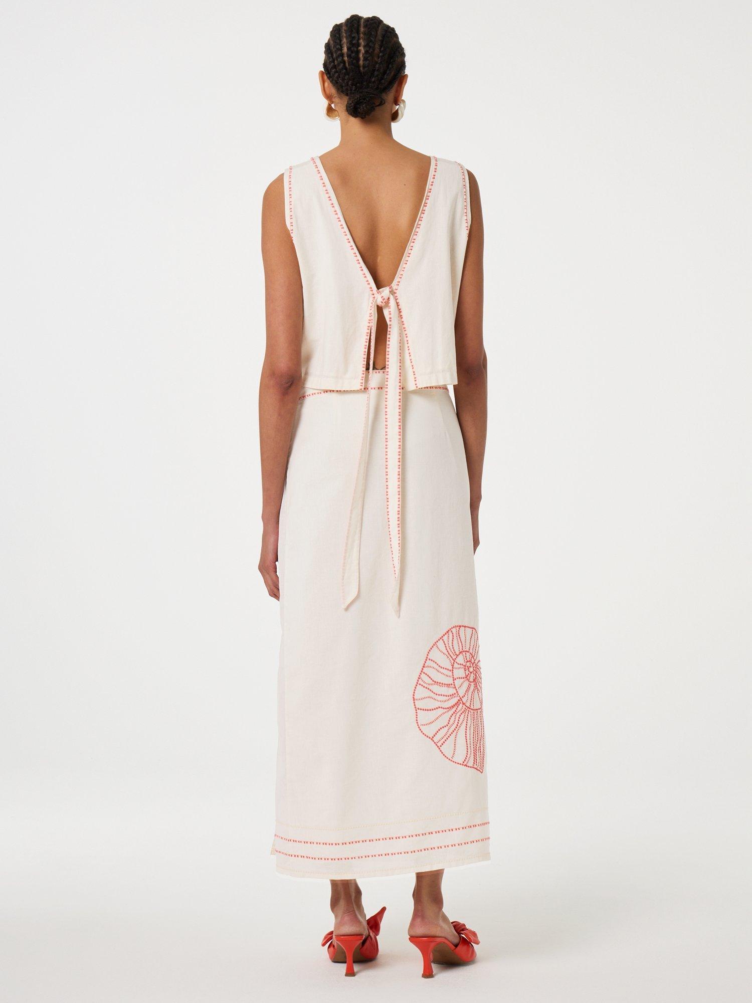 Product image 3 of 3, which shows Fabienne Chapot Sansa Sleeveless Embroidered Shell Cotton Blend Top, White/Pink, 42