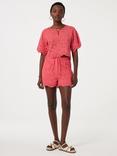 Fabienne Chapot Soraya Short Sleeve Broderie Cotton Blend Top, Coral Pink