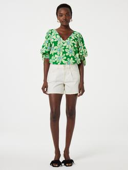 Fabienne Chapot Nacha Floral Top, Green/Multi - view 2, Green/Multi