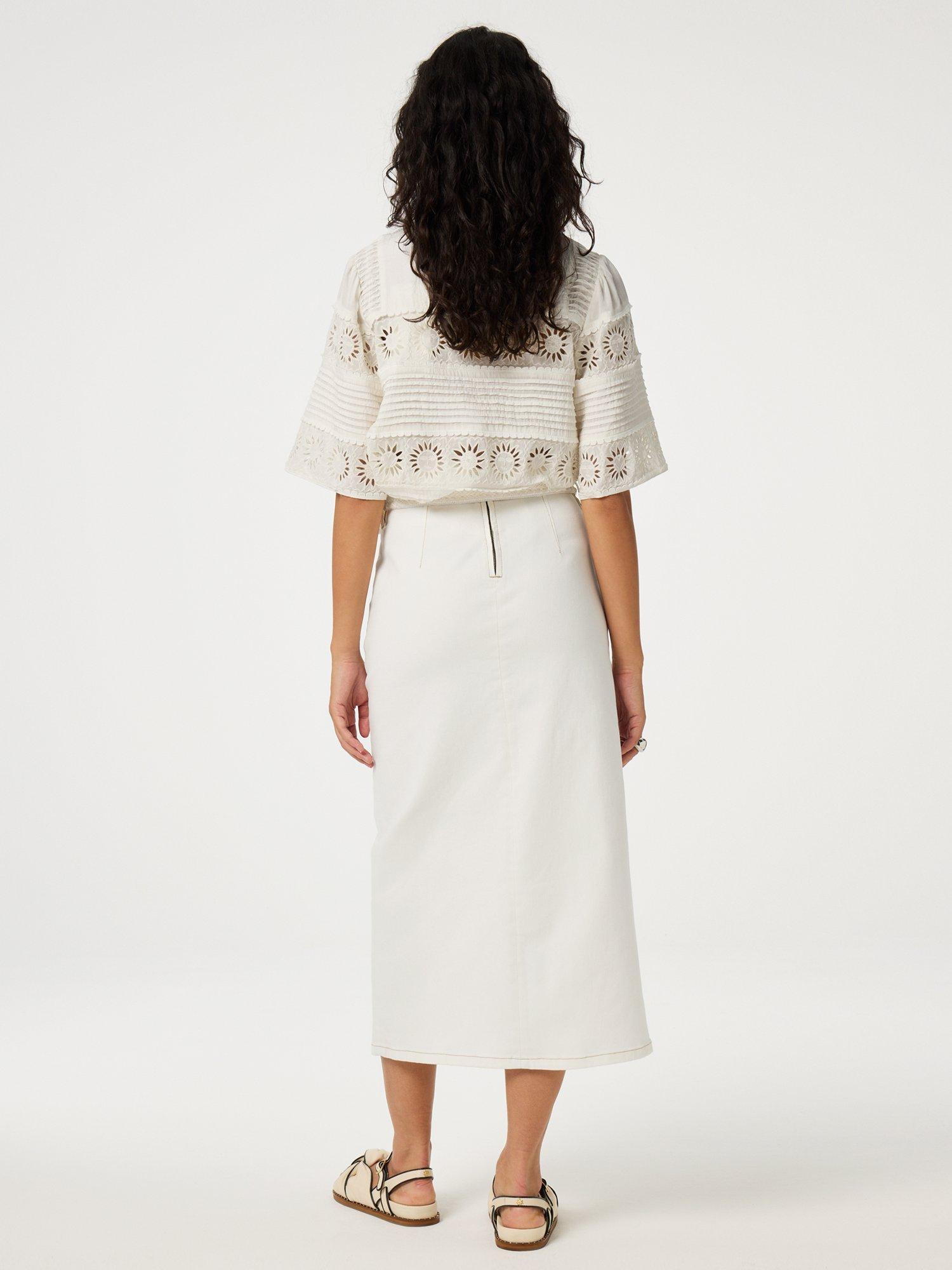 Product image 4 of 5, which shows Fabienne Chapot Embroidered Sunflowers Top, White, 34