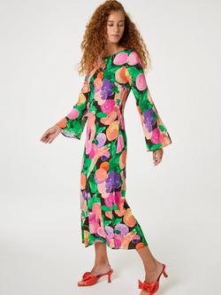 Fabienne Chapot Emile Fruit Print Midi Dress, Razzy Pink/Green App, Razzy Pink/Green App