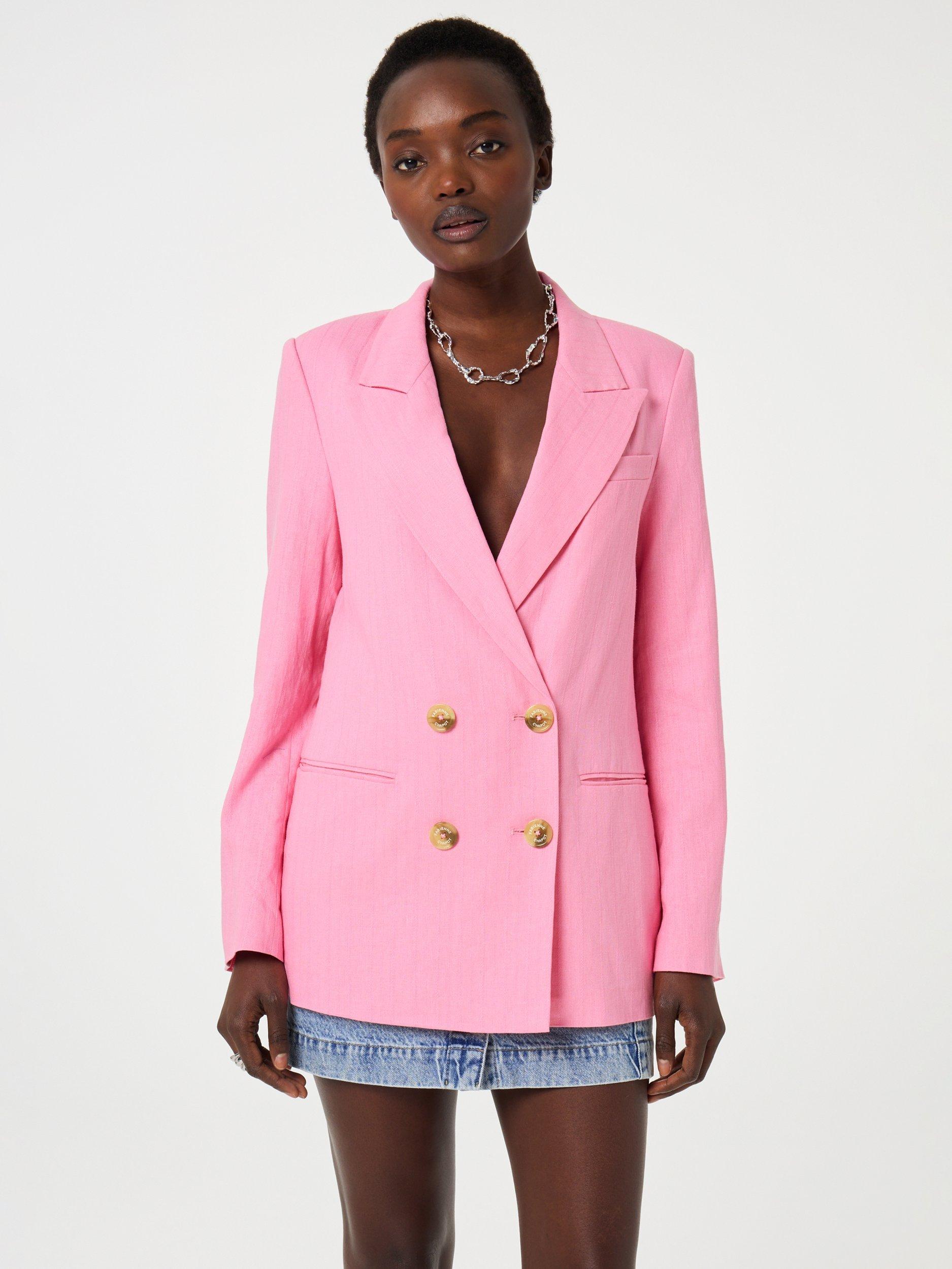 Product image 1 of 6, which shows Fabienne Chapot Reggy Linen Rich Blazer, Pink Glow, 34