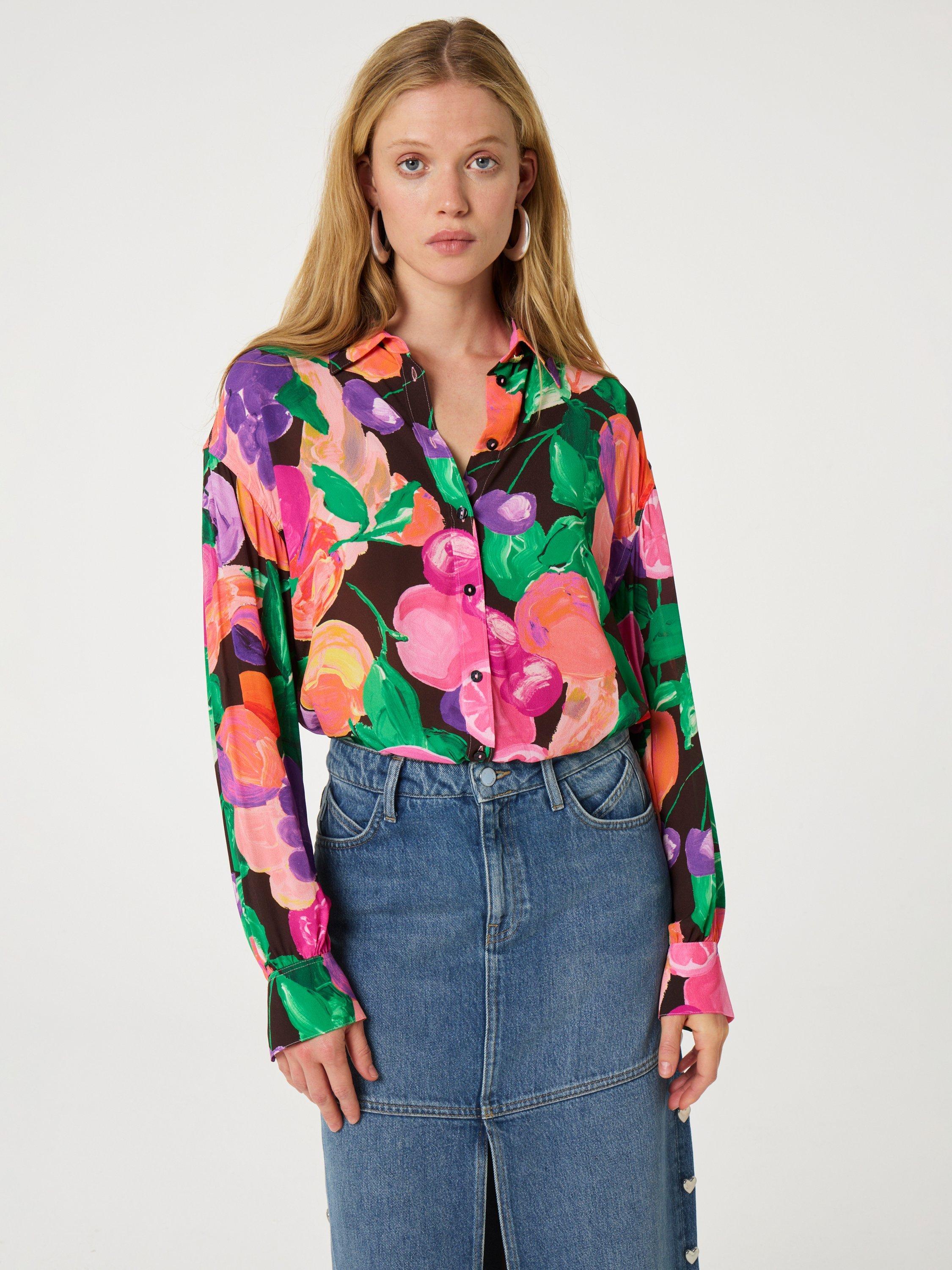 Product image 1 of 3, which shows Fabienne Chapot Anouk Fruit Print Shirt, Razzy Pink/Green App, 38