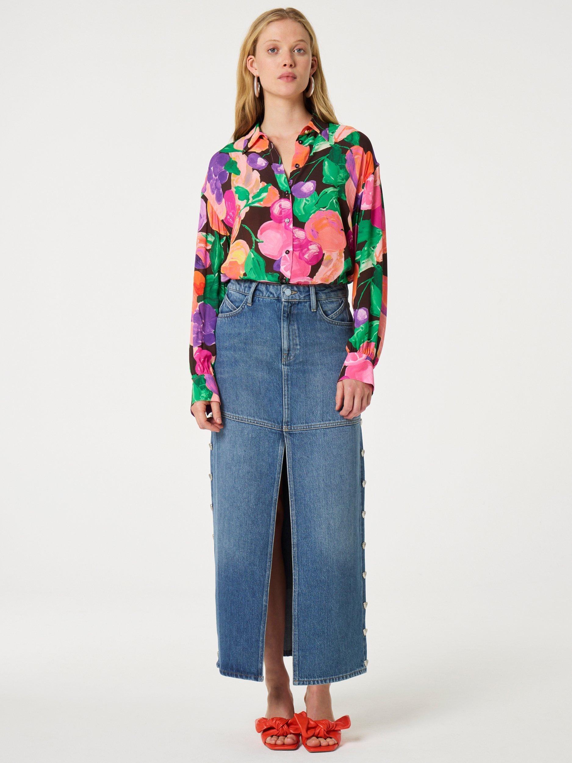 Product image 2 of 3, which shows Fabienne Chapot Anouk Fruit Print Shirt, Razzy Pink/Green App, 38