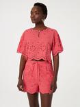 Fabienne Chapot Gioya Broderie Cotton Blend Shorts, Coral Pink