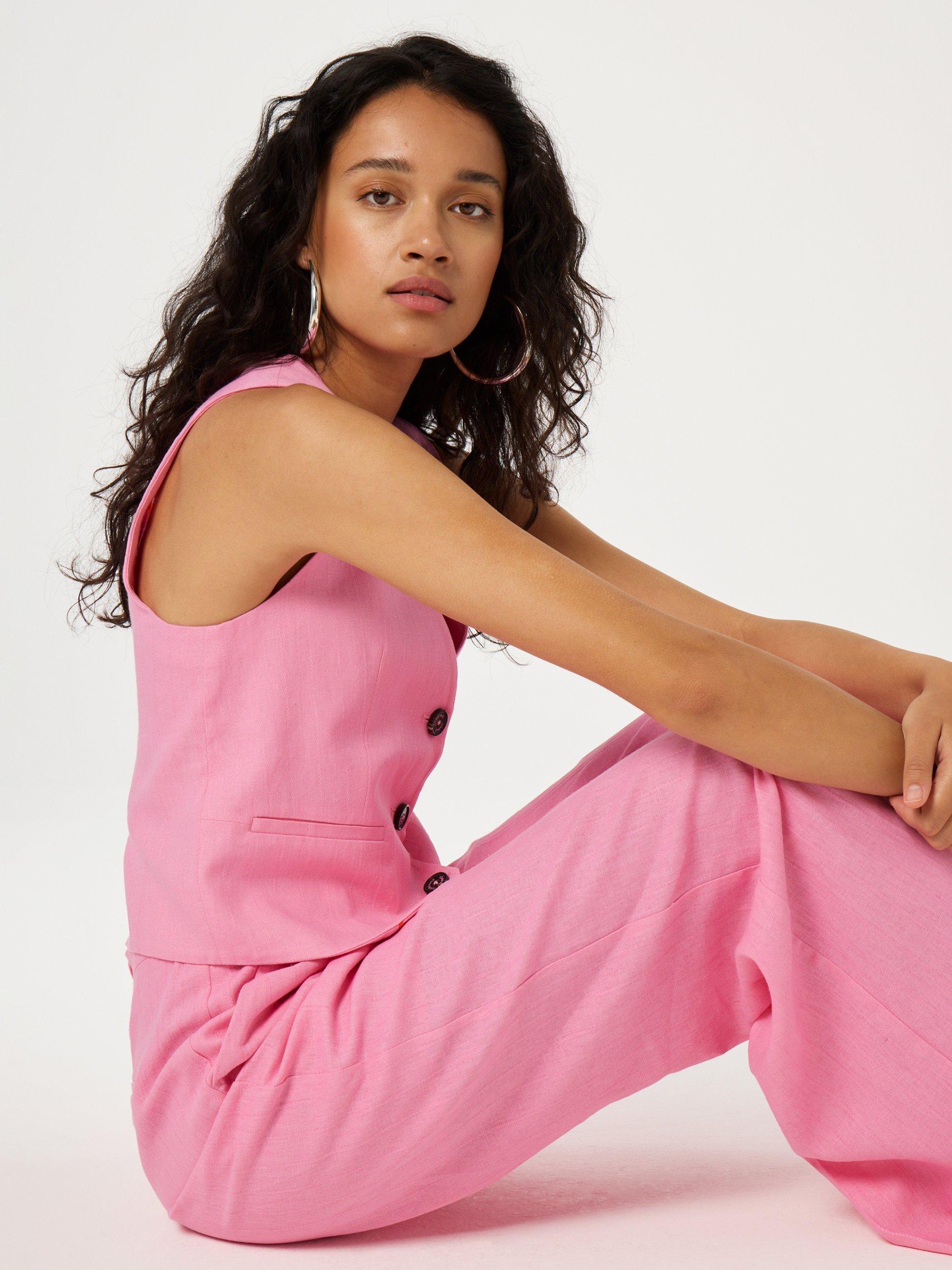 Product image 2 of 4, which shows Fabienne Chapot Gigi Linen Rich Waistcoat, Pink Glow, 40
