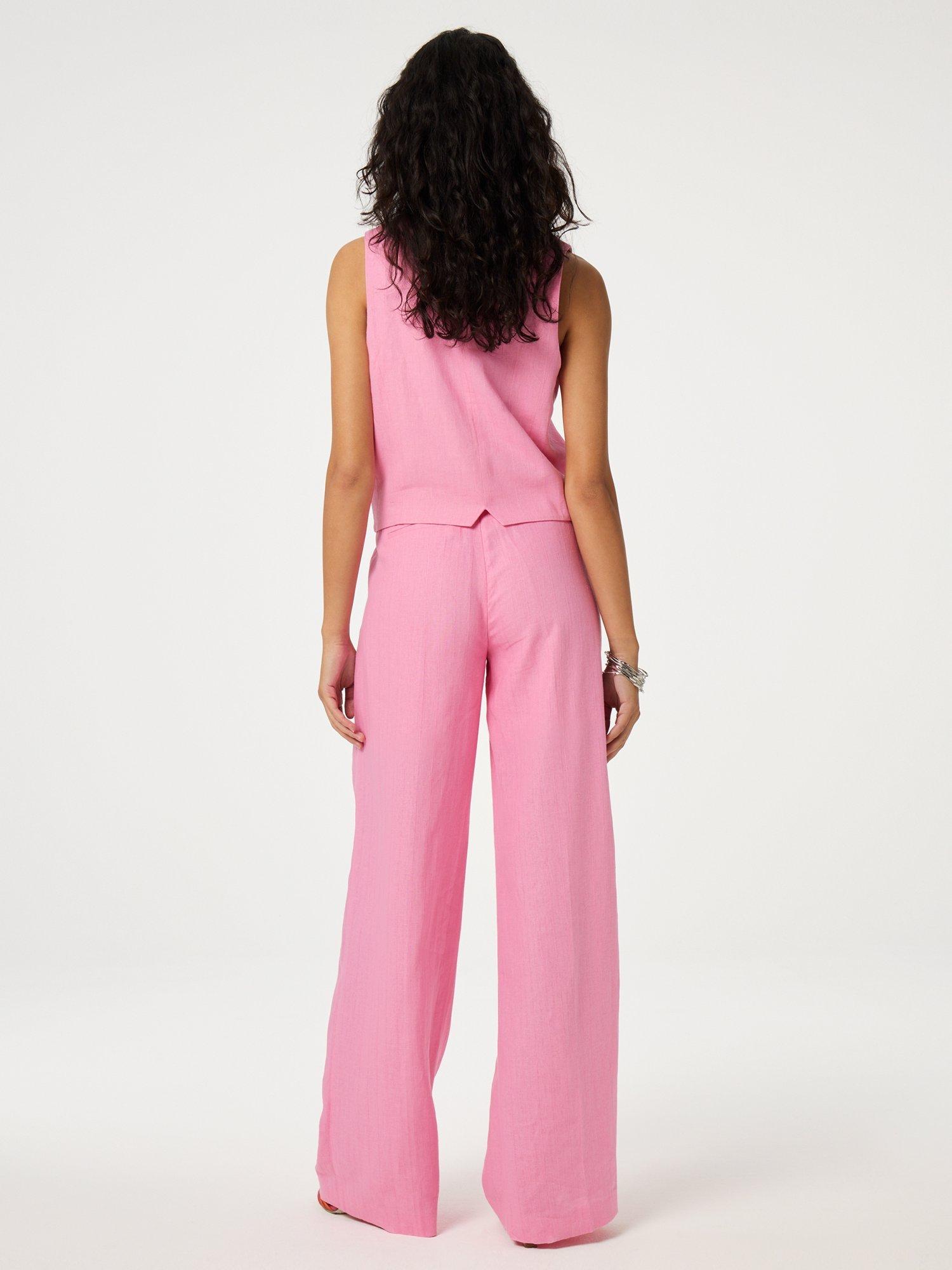 Product image 4 of 4, which shows Fabienne Chapot Gigi Linen Rich Waistcoat, Pink Glow, 40