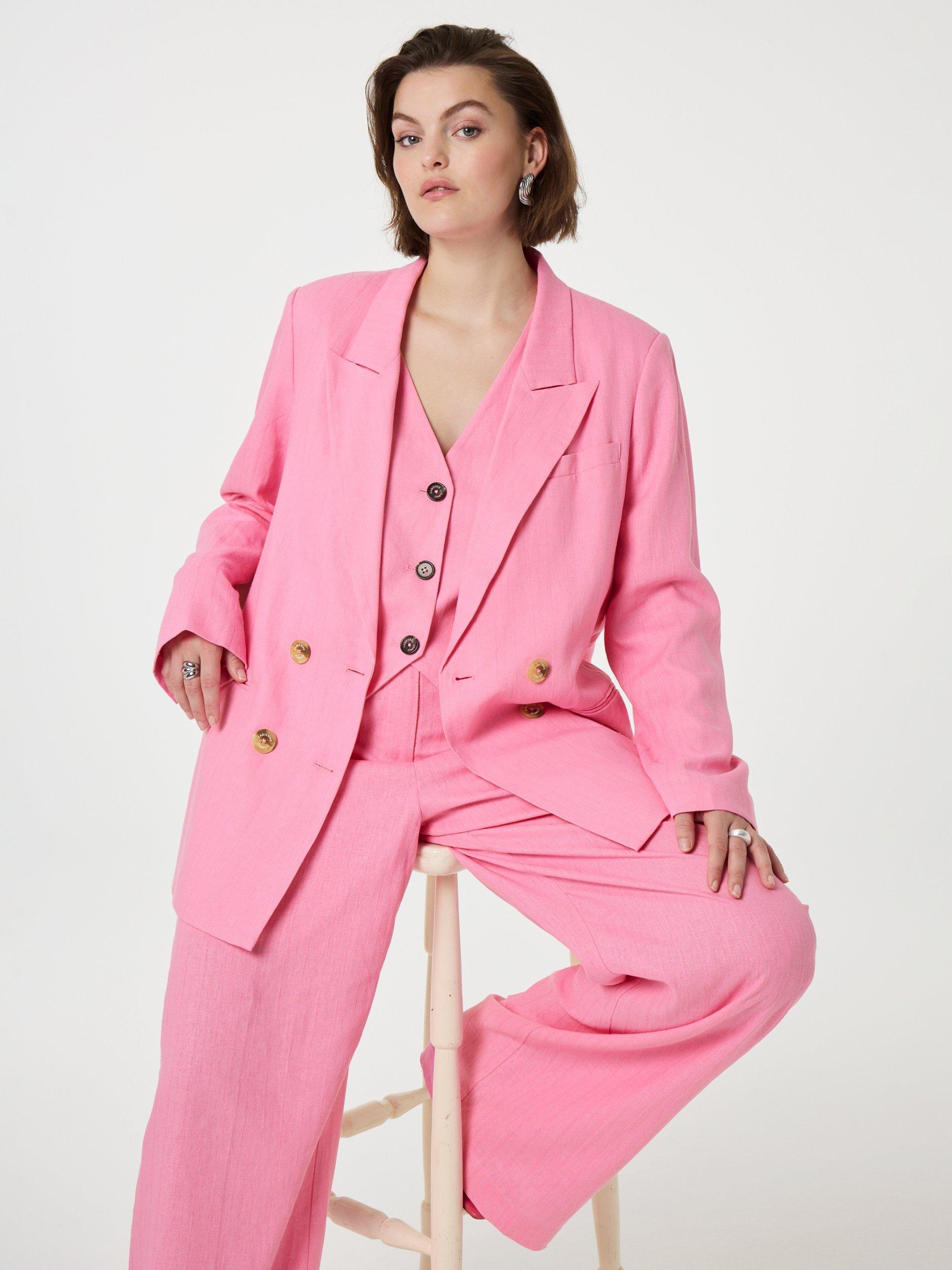 Product image 1 of 3, which shows Fabienne Chapot Nura Pleat Linen Rich Trousers, Pink Glow, 34
