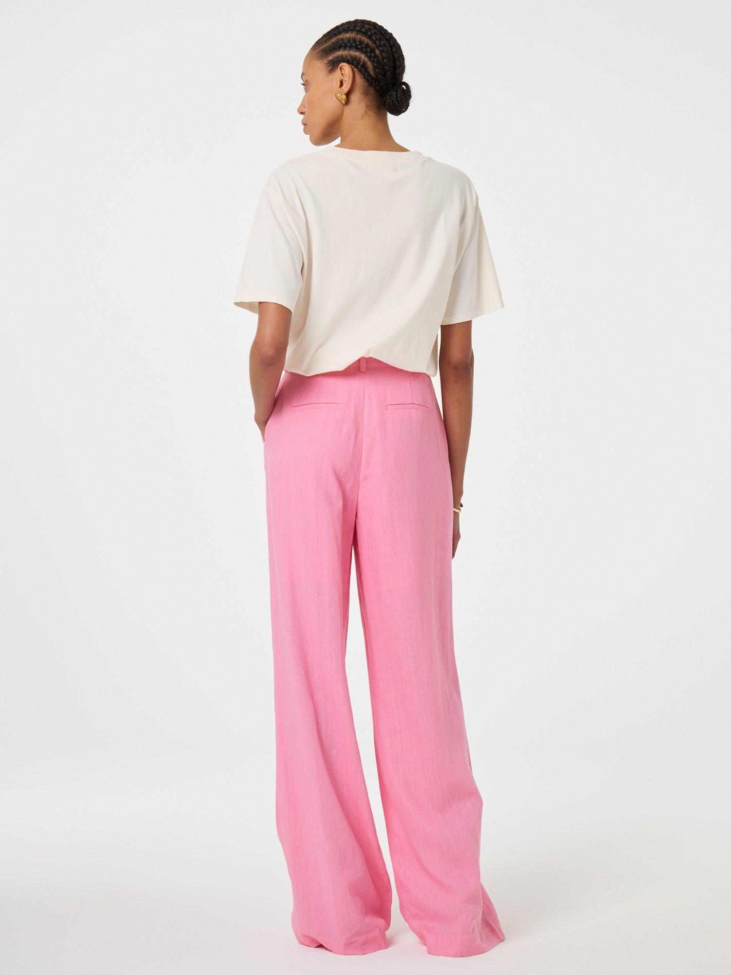 Product image 3 of 3, which shows Fabienne Chapot Nura Pleat Linen Rich Trousers, Pink Glow, 34