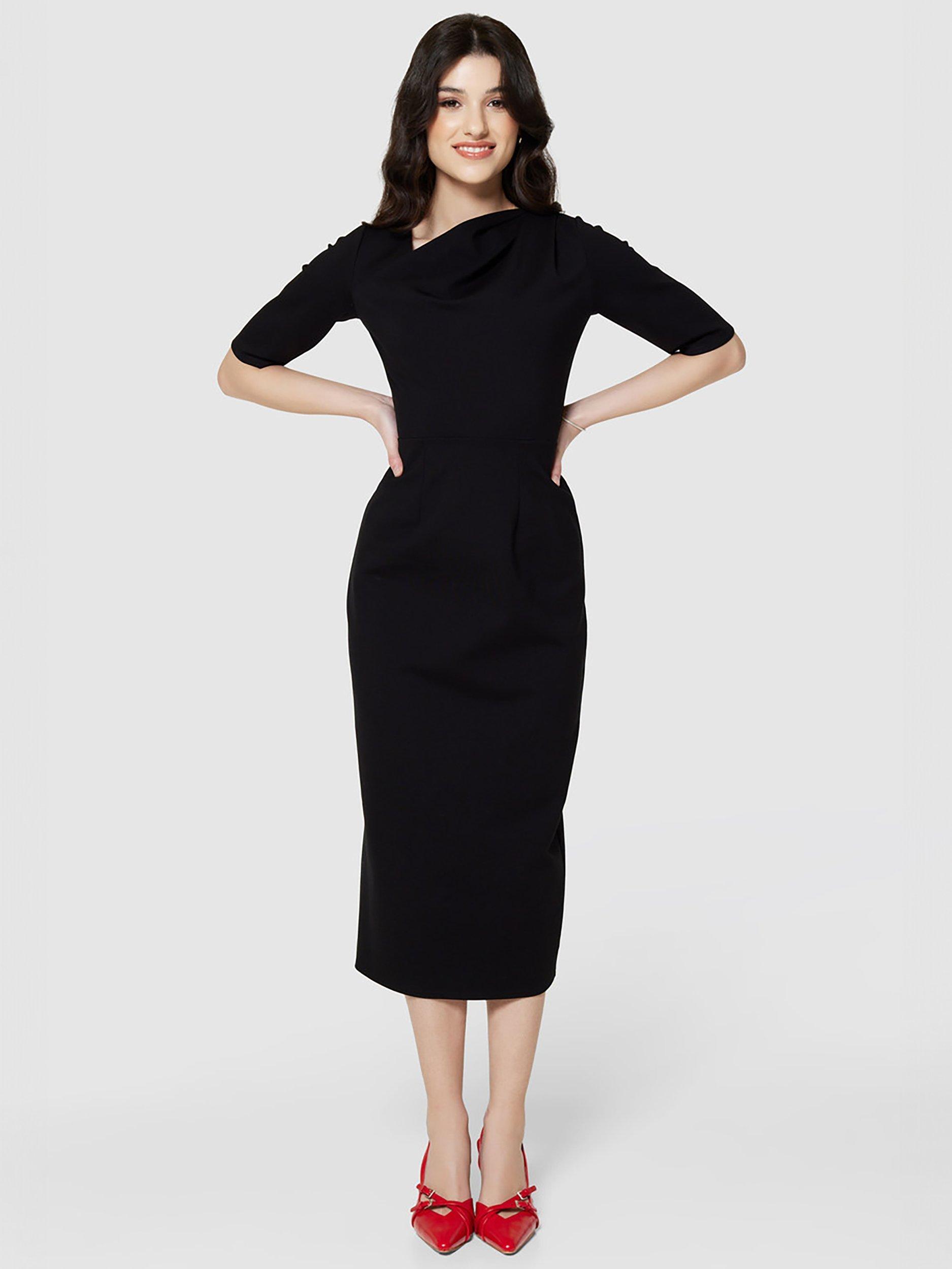 Closet London Asymmetric Pencil Dress, Black