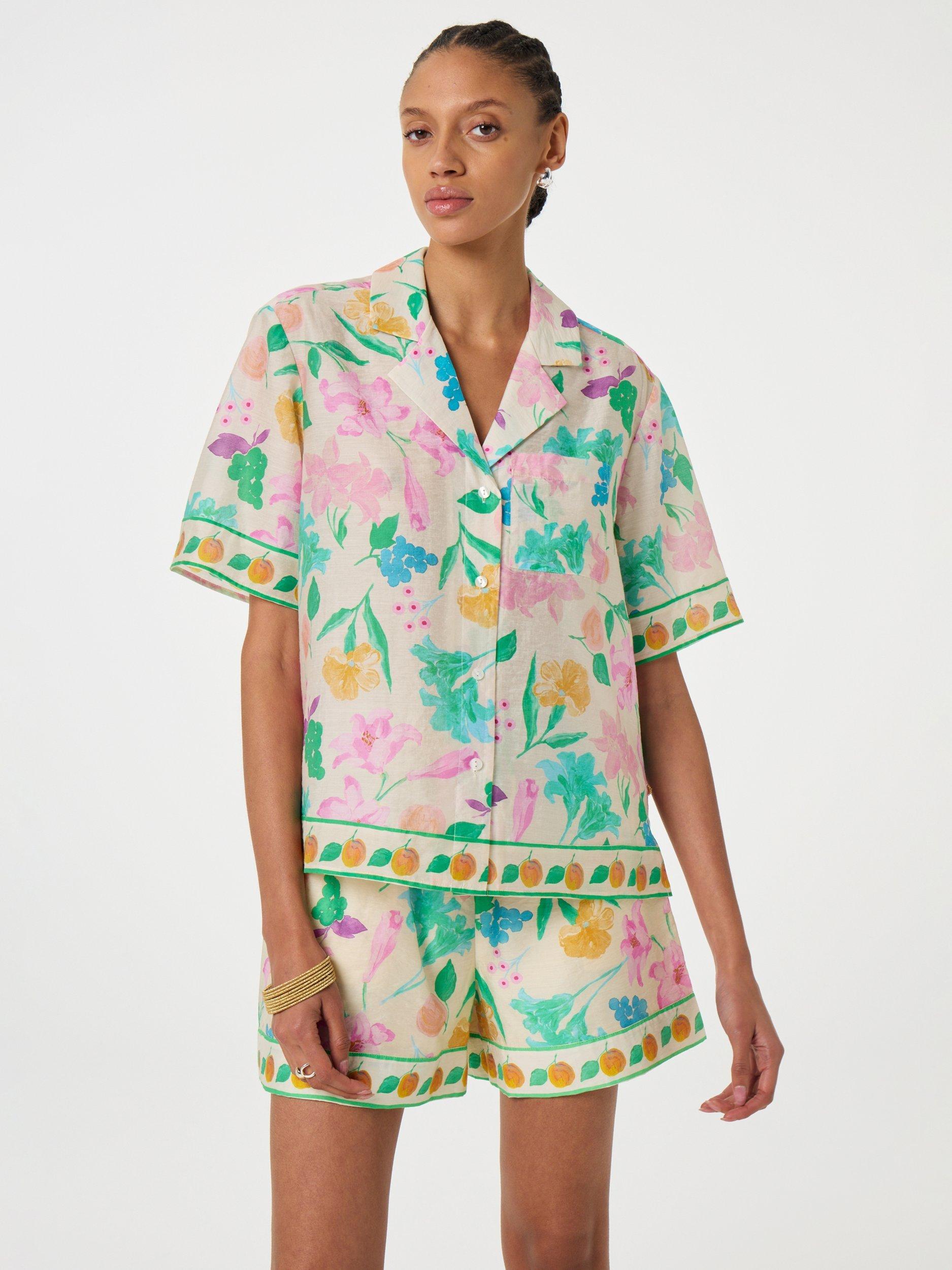 Product image 1 of 4, which shows Fabienne Chapot Brock Short Sleeve Floral Print Blouse, Multi, 34