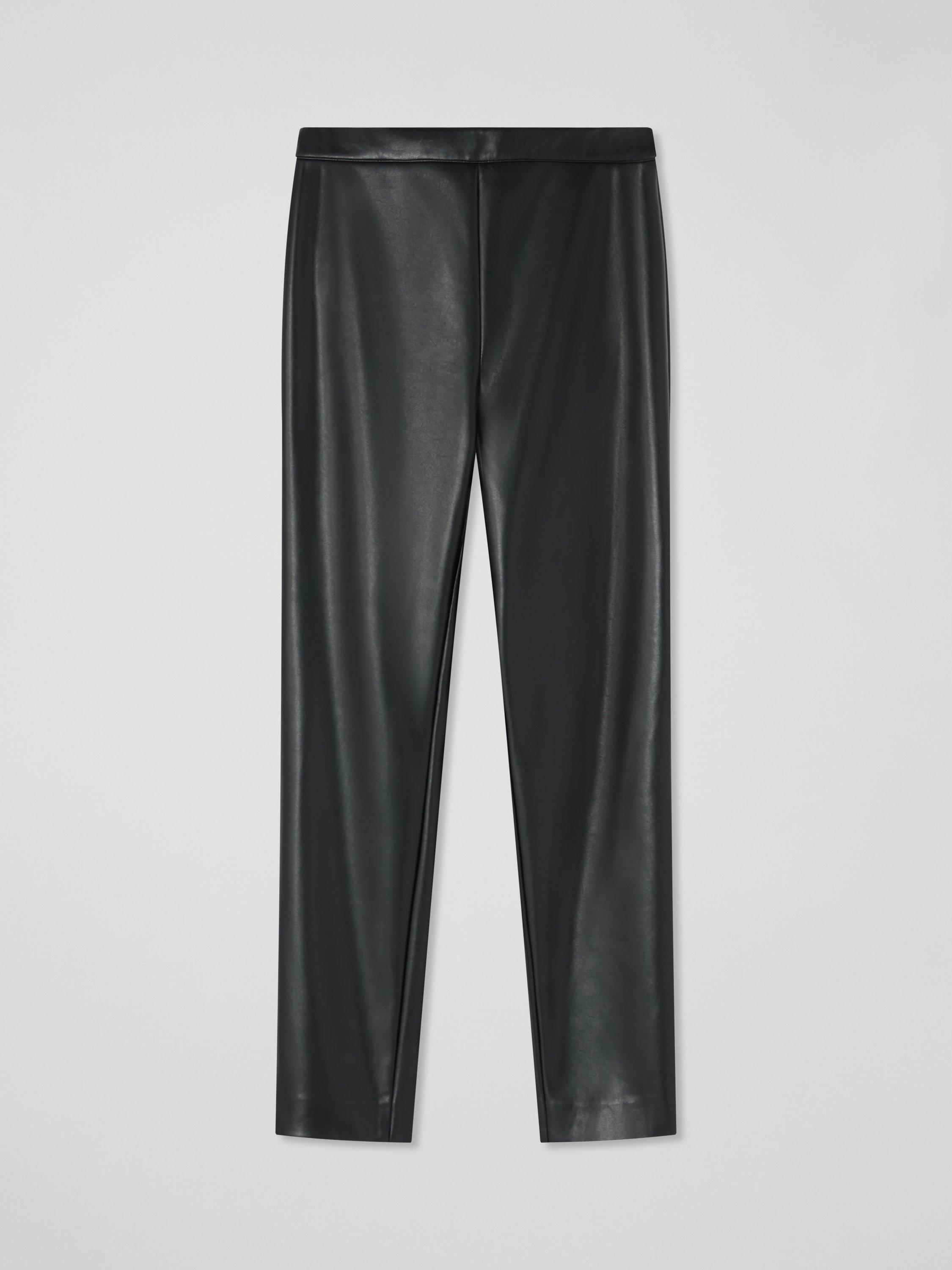 Product image 1 of 3, which shows L.K.Bennett Ellen Faux Leather Trousers, Black, 10