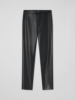 L.K.Bennett Ellen Faux Leather Trousers, Black, Black