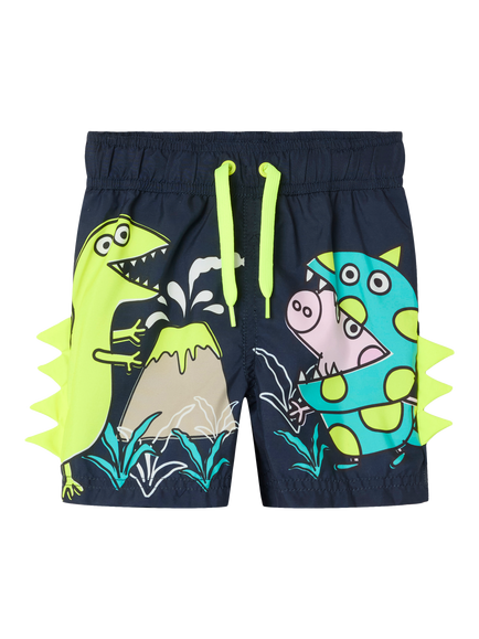 NAME IT Kids' George Pig Swim Shorts, Navy/Multi, Navy/Multi