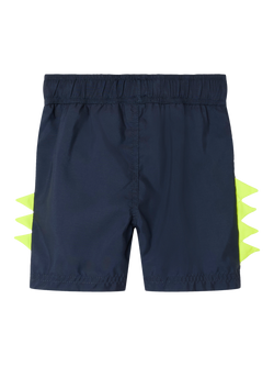 NAME IT Kids' George Pig Swim Shorts, Navy/Multi - view 2, Navy/Multi