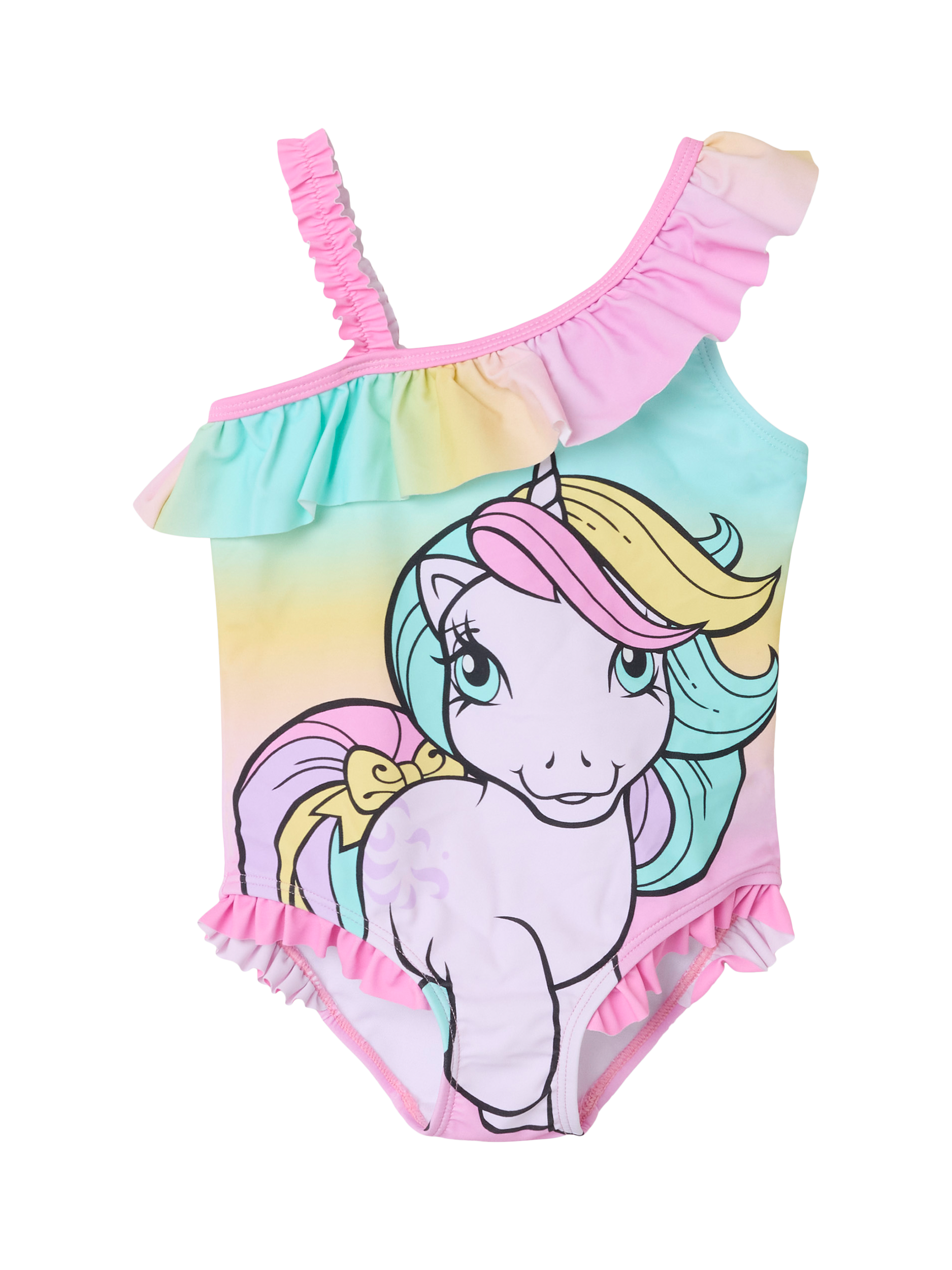 Product image 1 of 4, which shows NAME IT Kids' My Little Pony Unicorn Swimsuit, Pink Frosting, 1-2 years