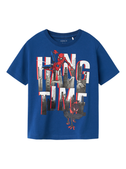 NAME IT Kids' Spider Man Short Sleeve T-Shirt, Blue/Multi, Blue/Multi