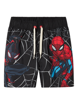 NAME IT Kids' Spider-Man Swim Shorts, Black/Multi, Black/Multi