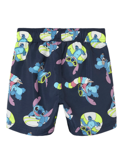 NAME IT Kids' Stitch Swim Shorts, Navy/Multi - view 2, Navy/Multi