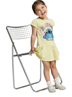 NAME IT Kids' Stitch Short Sleeve Dress, Chardonnay - view 2, Chardonnay