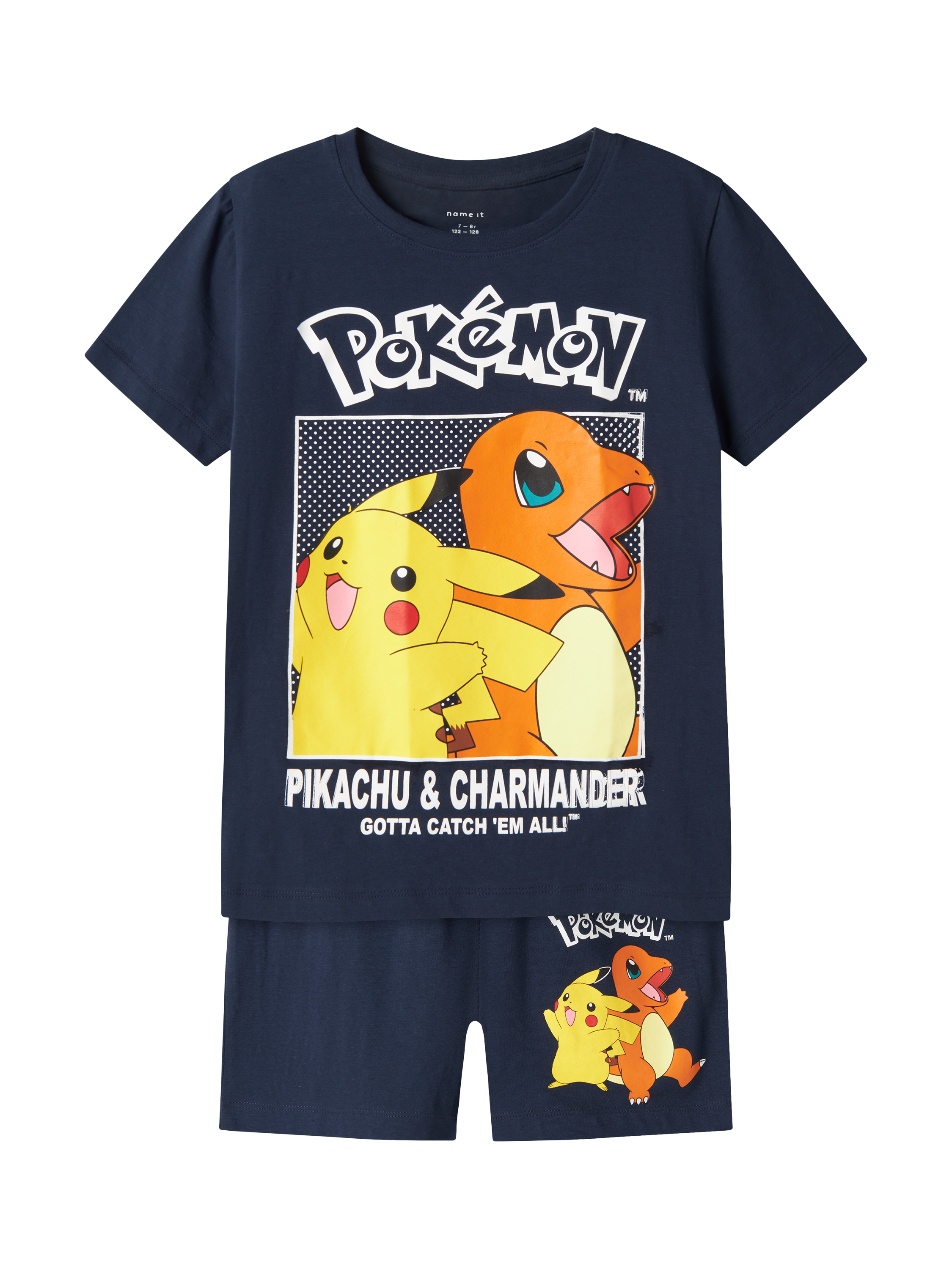Product image 1 of 5, which shows NAME IT Kids' Pokemon Shortie Pyjama Set, Navy Blazer, 5-6 years