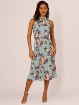 Gina Bacconi Roslyn Cowl Neck Dress, Black/Fuchsia