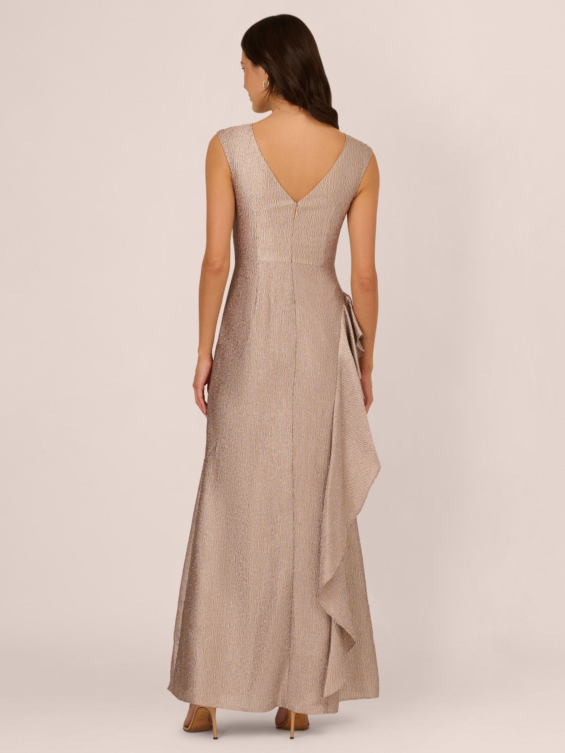Product image 2 of 7, which shows Adrianna Papell Shimmer Jacquard Dress, Champagne, 6