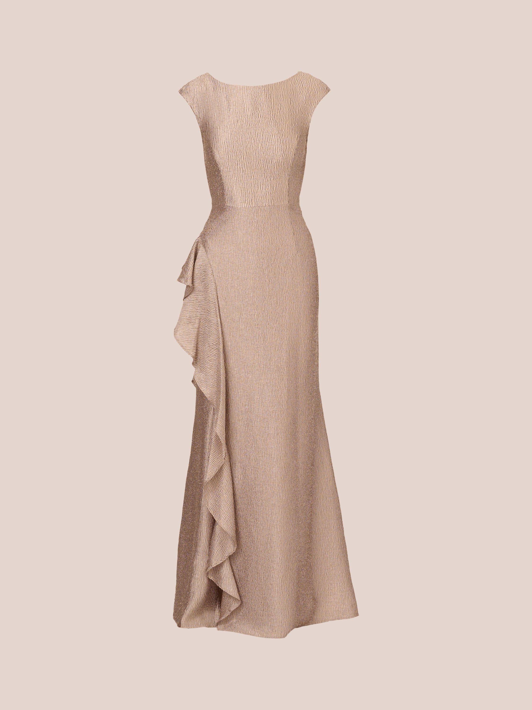Product image 4 of 7, which shows Adrianna Papell Shimmer Jacquard Dress, Champagne, 6