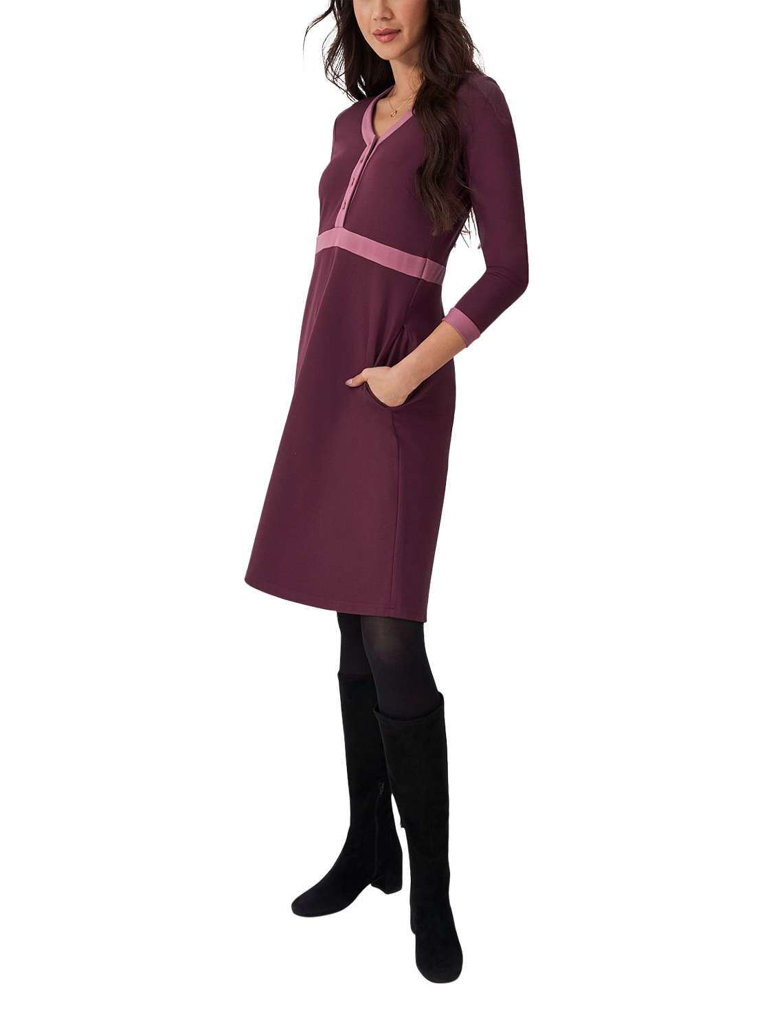 Crew Clothing Maya Ponte Dress, Raspberry, Raspberry