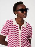Fabienne Chapot Caro Striped Organic Cotton Blend Crochet Cardigan, Pink/Cream