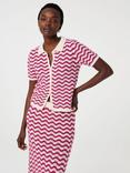 Fabienne Chapot Caro Striped Organic Cotton Blend Crochet Cardigan, Pink/Cream