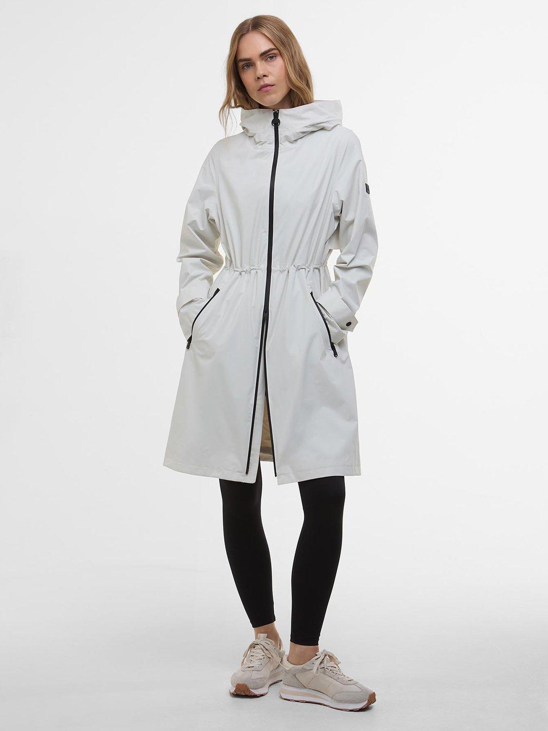 Barbour International Longline Kyra Waterproof Hooded Jacket, Silver