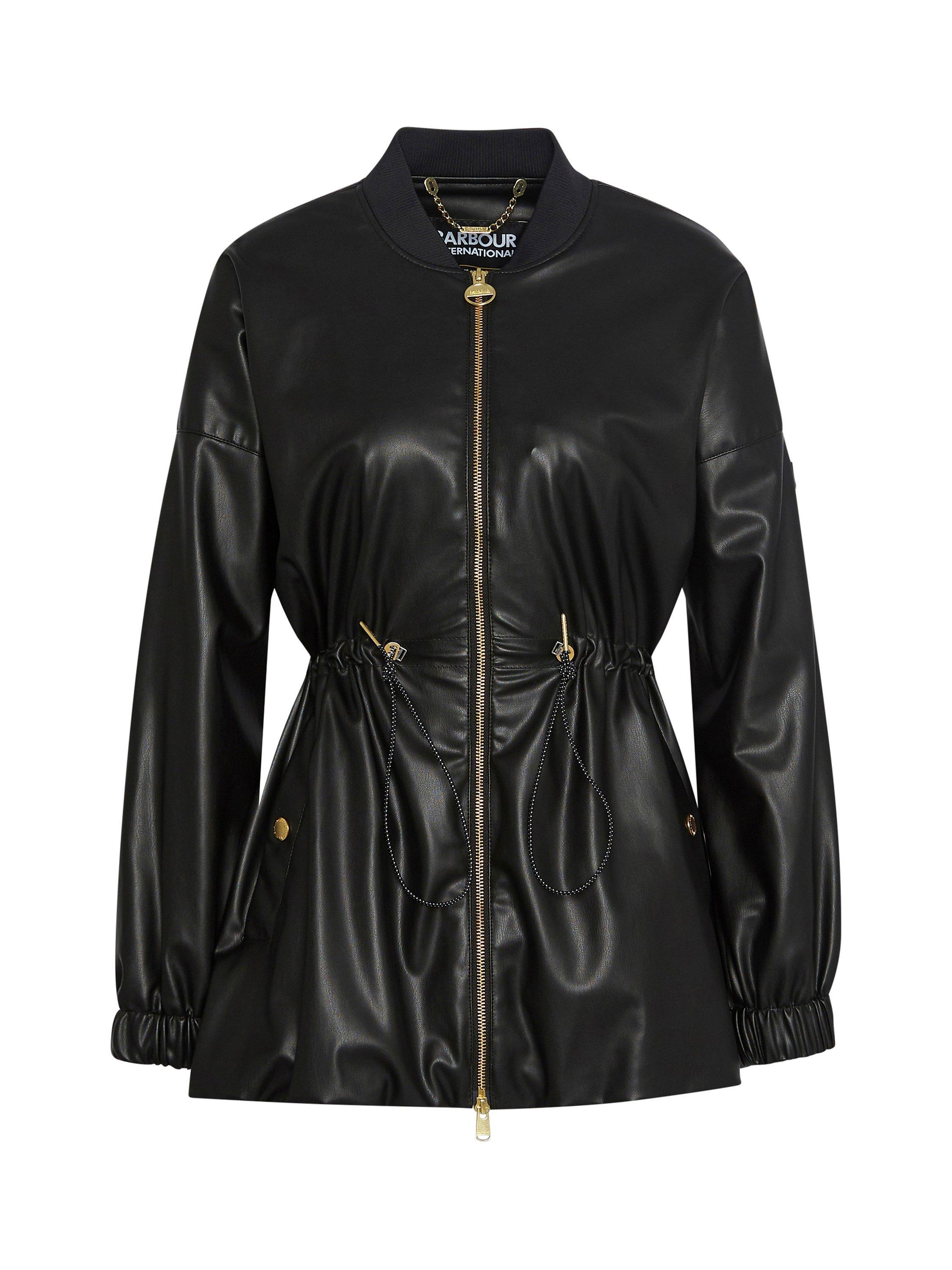 Product image 2 of 8, which shows Barbour International Riley Faux Leather Coat, Black, 10