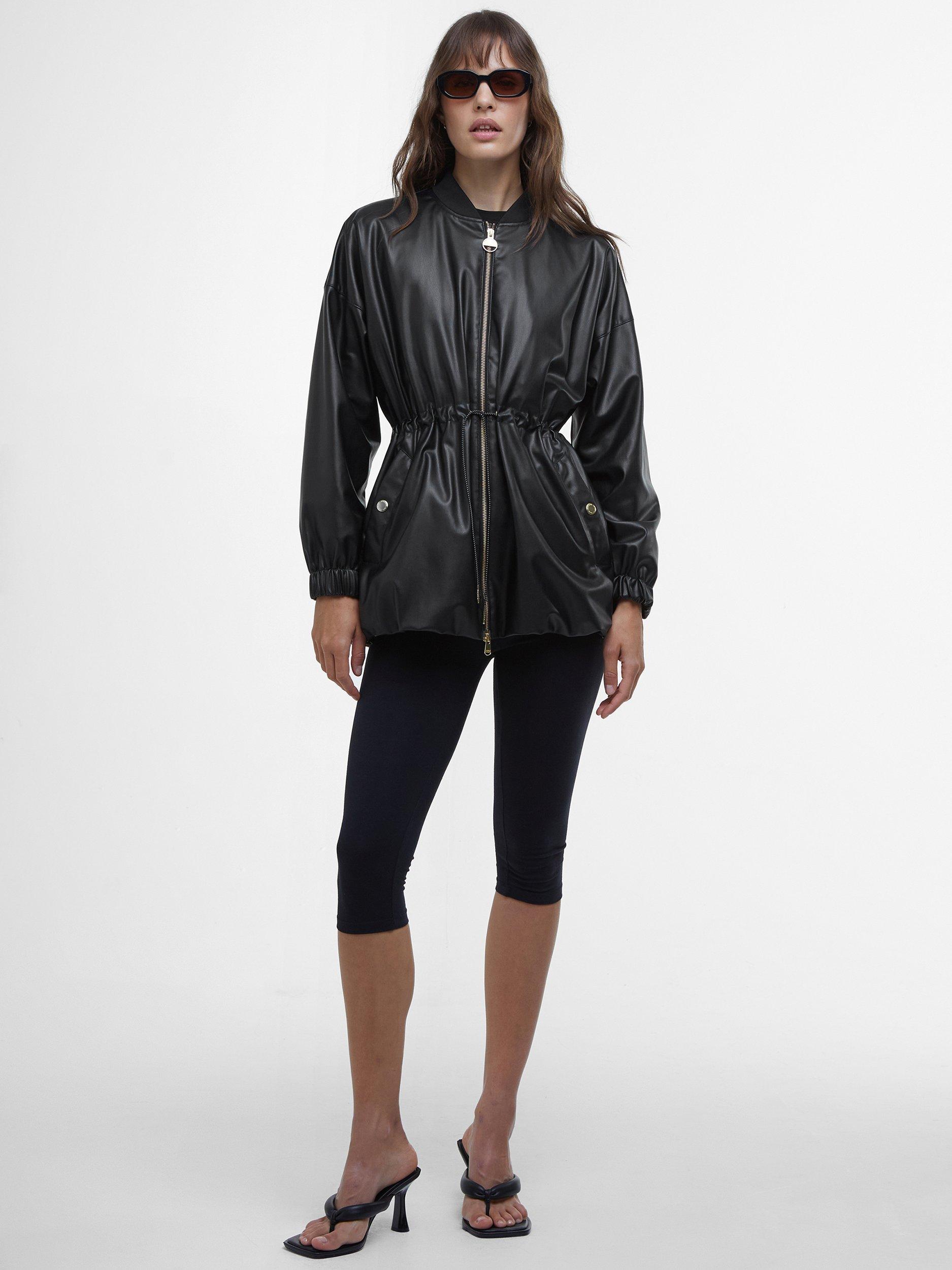 Barbour International Riley Faux Leather Coat, Black